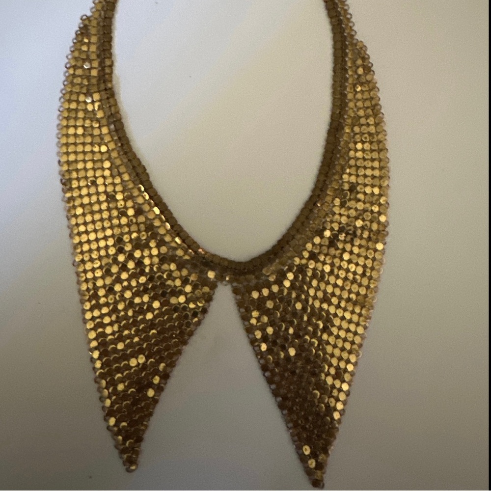 Vintage Gold Tone Lame Mesh Collar Necklace
